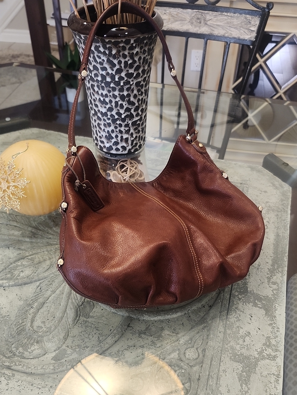 Liz Claiborne Bovine Leather Cognac Color Shoilder Bag Purse